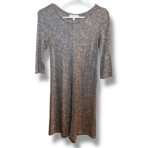 Love Fire Gray Lightweight Soft A Line 3/4 Sleeve Jersey Knit Comfy Dress XS